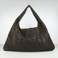 보테가 베네타  hobo lambskin - stripe dark Brown