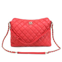 샤넬 12년 소프트캐비어 숄더백 미듐 레드