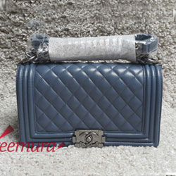 샤넬 램스킨 보이백 그레이 미듐