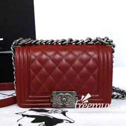 샤넬 보이백 캐비어 미니 버건디