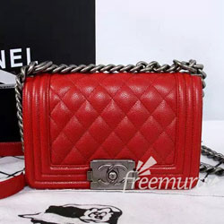 샤넬 보이백 캐비어 미니 엔틱실버 레드