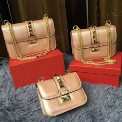 발렌티노 체인 크로스백 핑크골드